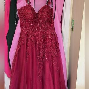 Ellie Wilde Wine Red Prom Dress